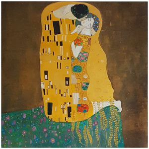 "Pocełunek" 2015 olej i akryl na płótnie. Kopia obrazu Gustava Klimta
